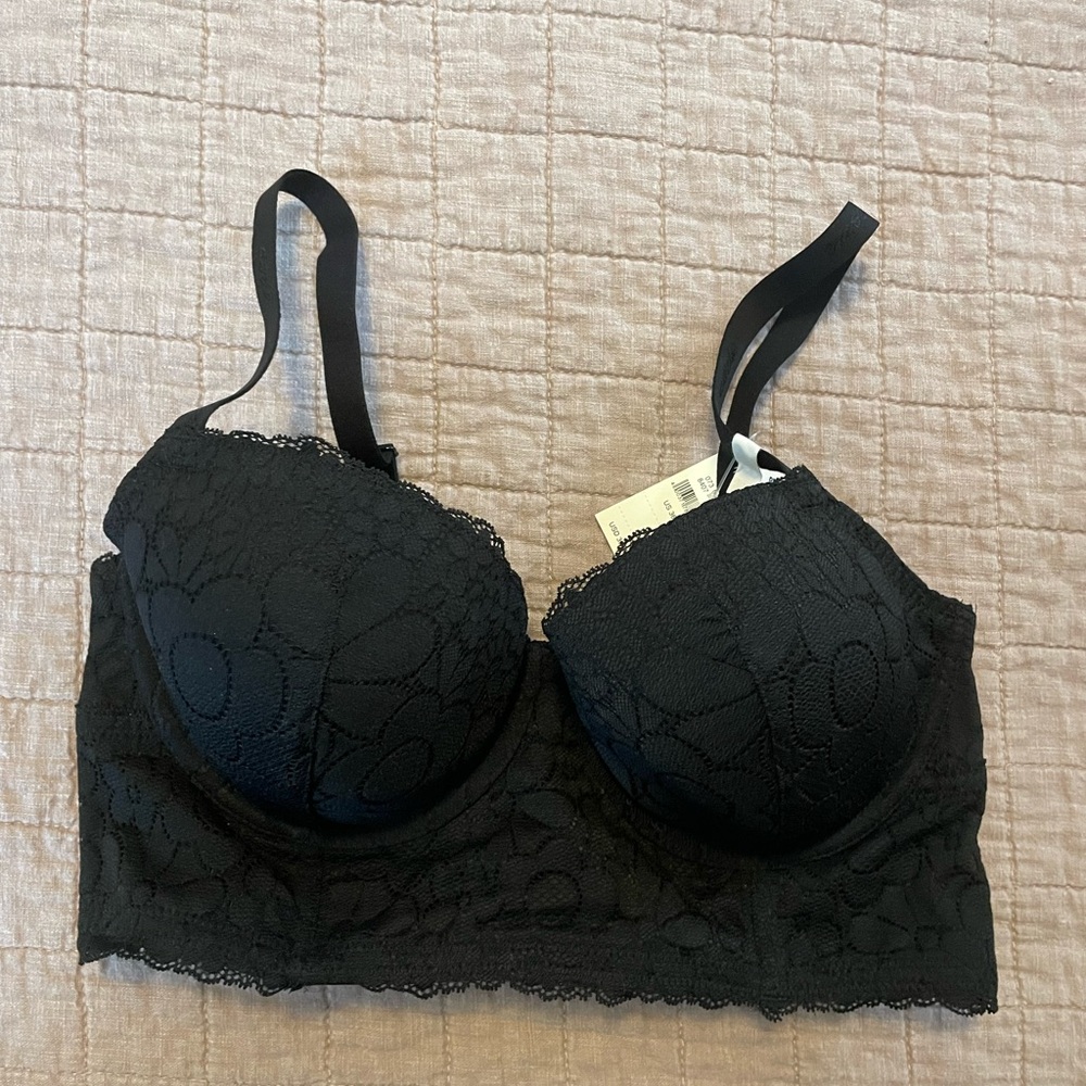 Aerie Black Full Coverage Bra with Molded Cups and Adjustable Straps